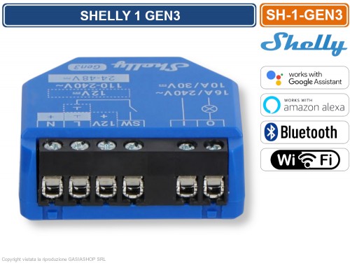 Shelly 1 PLUS Relè WiFi Con Supporto Diretto Macservice (telefono/WhatsApp), Per Automazione Casa, Alexa E Google Home