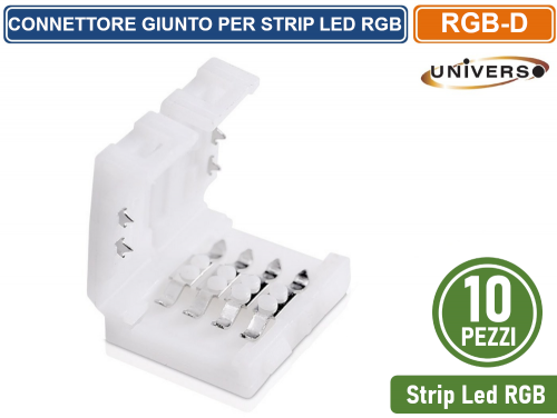 Gasiashop - RGB-D - CONFEZIONE 10 PEZZI CONNETTORE CONSECUTIVO PER STRISCE  LED MULTICOLORE RGB CLIP 4 PIN