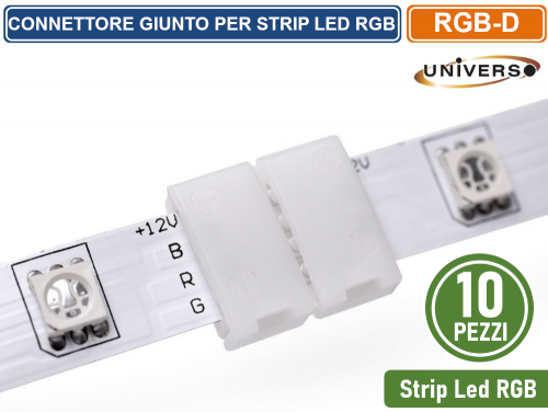 Gasiashop - 10MM-D - CONFEZIONE 5 PEZZI GIUNTO CONNETTORE PER STRISCIA  STRIP LED MONOCOLORE 2 PIN 10MM SPINOTTO 12V/24V SMD