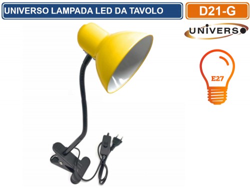 Gasiashop - D22 - LAMPADA DA TAVOLO CON BRACCIO FLESSIBILE ATTACCO E27  DISPONIBILE CON COLORI ASSORTITI