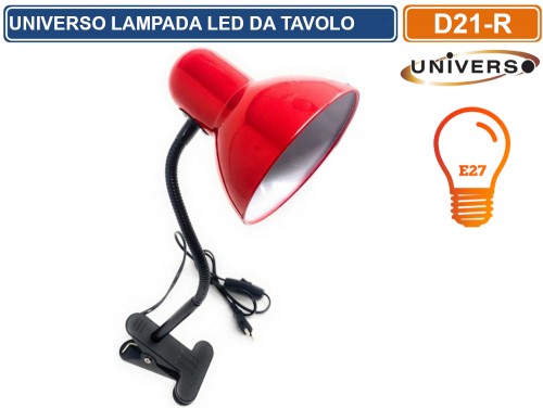 Gasiashop - D22 - LAMPADA DA TAVOLO CON BRACCIO FLESSIBILE ATTACCO E27  DISPONIBILE CON COLORI ASSORTITI