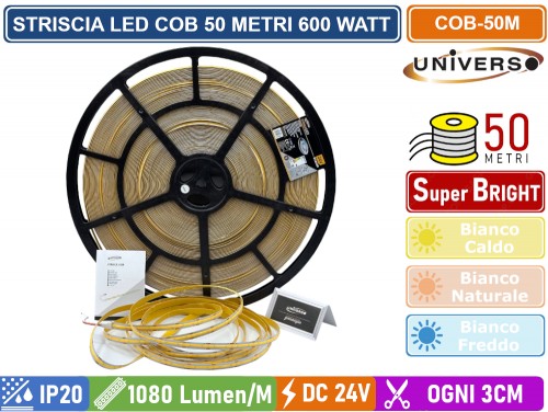 Striscia LED Rigida UNIVERSO 60 Cm, 7W SMD 3014 Con Profilo Alluminio, IP20, Bianco Freddo 6500K