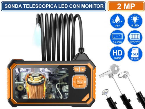 Gasiashop - INSKAM113 - TELECAMERA CON SONDA ENDOSCOPICA DA 5 METRI MONITOR  LCD 4.3 FULL HD 1080P 2 MEGAPIXEL REGISTRA FOTO E VIDEO SU SD CARD  IMPERMEABILE IP67