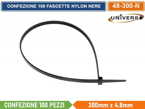 CONFEZIONE 500 PEZZI FASCETTE SERRACAVO AUTOBLOCCANTI IN NYLON NERO 3.6mm X 150mm