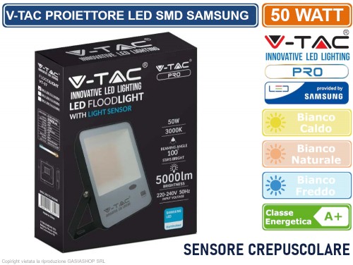 Faretto LED Esterno Con Sensore Di Movimento E Crepuscolare - 20W/30W/50W/100W - IP65 - Foto 4
