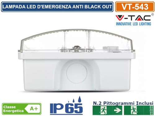 Gasiashop - 18650 - LAMPADA D'EMERGENZA A LED ANTI BLACK OUT 3.8 WATT 130  LM GRADO PROTEZIONE IP40